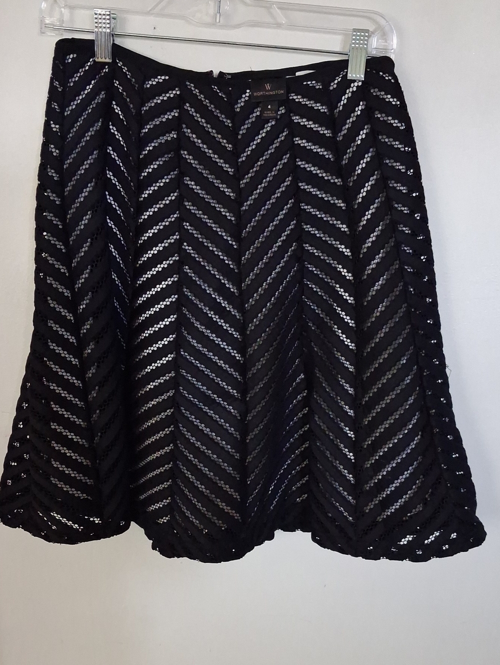 Worthington Black Chevron  Skater Skirt
